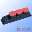 Блок 3 розетки 3P+E с крышками каучуковые IP44 Bemis (15-016)