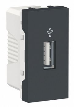 Unica New Modular Антрацит USB-Коннектор 1 модуль (NU342954)
