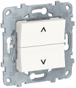 Unica New Белый Выключатель для жалюзи 2-клавишный кнопочный 2 х сх.4 (NU520718)