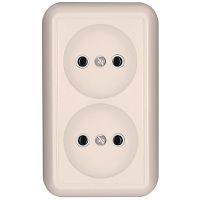 Розетка ПРИМА РА10-403-с наружная 2-я б/з слоновая кость (РА10-403-с)