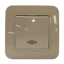 Выключатель Lillium одноклавишный, без вставки, с подсветкой, бежевый (71221)
