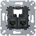 Merten SM&SD Механизм Розетка компьютерная 2хRJ45 кат. 6 UTP, 2 поста (MTN4576-0002)