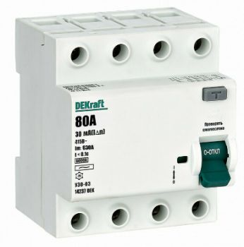 УЗО DEKraft УЗО-03 4P 25А 6 кА 30 мА ( AC ) 14233DEK