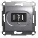 Розетка GLOSSA  х2 USB для зарядки алюминий (GSL000332)