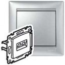 VALENA Розетка RJ11+RJ45 Категория 6 UTP (алюминий) (770280)