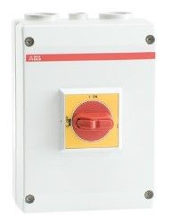 Рубильник  в боксе ABB OTР25А3P до 25А 3P красно-желтая рукоятка IP65 (1SCA022382R0390)