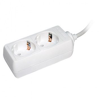 Удлинитель без выключателя 2Р+РЕ, 2 розетки, шнур 2м, 16A/250V У02 (WYP10-16-02-02-Z-N)