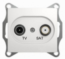 Розетка GLOSSA TV-SAT одиночная проходная белая (GSL000198)