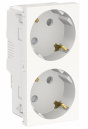 Unica New Modular Белый Розетка двойная со шторками с заземлением винтовой зажим (NU306718A)