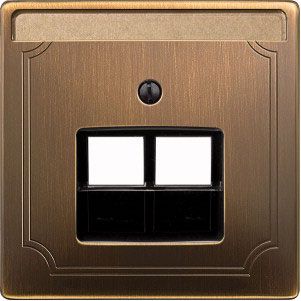 Merten System Design Античная латунь Накладка розетки UAE RJ45 наклонной, 2 поста (MTN292643)