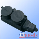 Блок 2 розетки евро кабельные с крышками каучуковые IP44 Bemis (10-242)