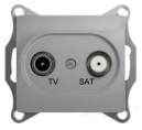 Розетка GLOSSA TV-SAT одиночная проходная алюминий (GSL000398)