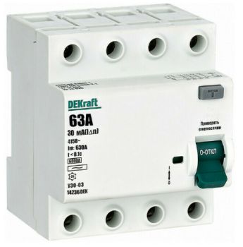 УЗО DEKraft УЗО-03 4P 63А 6 кА 30 мА ( AC ) 14236DEK