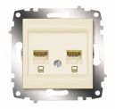 Cosmo Кремовый Розетка компьютерная RJ45 cat 6 двойная (619-010300-248)