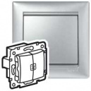 VALENA Выключатель 2кл в рамку с индикацией (алюминий) (770145)