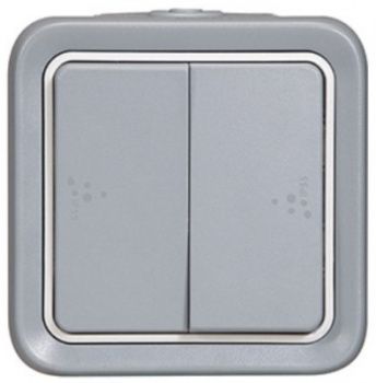 PLEXO Переключатель х2 10А IP55 серый (069715)