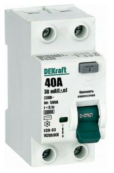 УЗО DEKraft УЗО-03 2P 40А 6 кА 30 мА ( AC ) 14209DEK