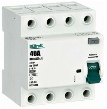 УЗО DEKraft УЗО-03 4P 40А 6 кА 30 мА ( AC ) 14235DEK